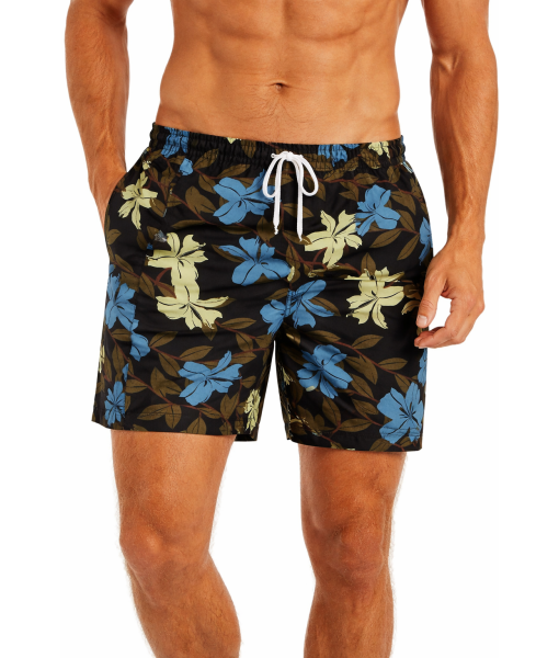 Short Floral Estampado Calção elastano P M G Gg Verão Preto azul